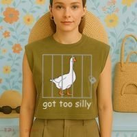 Got Too Silly  Silly Goose Garment-Dyed Women's Muscle Tee thumb 4