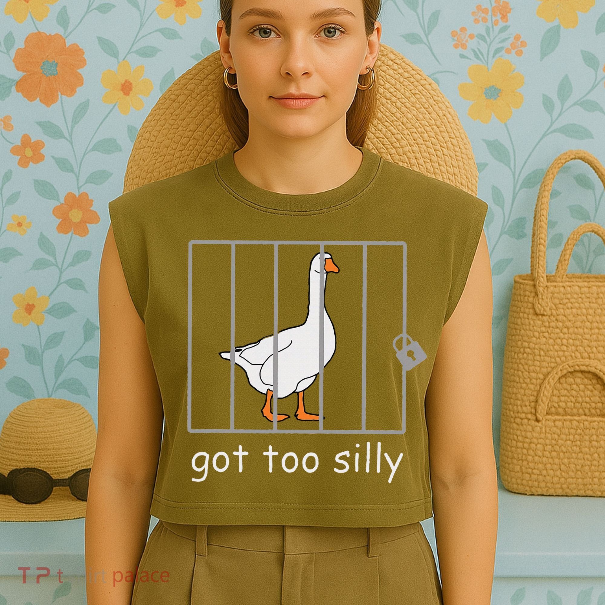 Got Too Silly  Silly Goose Garment-Dyed Women's Muscle Tee