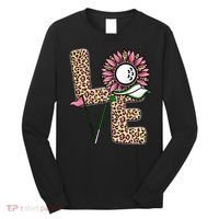 Golf T Shirts, Love Golf Leopard Sunflower Sports Ball Valentine Plus Size Long Sleeve Shirt thumb 0