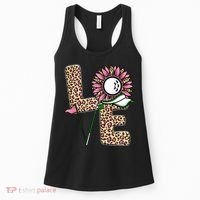 Golf T Shirts, Love Golf Leopard Sunflower Sports Ball Valentine Plus Size Women's Tank Top thumb 0