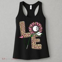 Golf T Shirts, Love Golf Leopard Sunflower Sports Ball Valentine Plus Size Women's Tank Top thumb 3