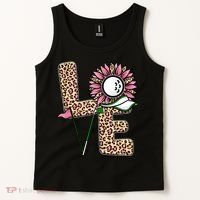 Golf T Shirts, Love Golf Leopard Sunflower Sports Ball Valentine Plus Size Tank Top thumb 2
