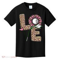 Golf T Shirts, Love Golf Leopard Sunflower Sports Ball Valentine Plus Size Kids T-Shirt thumb 0