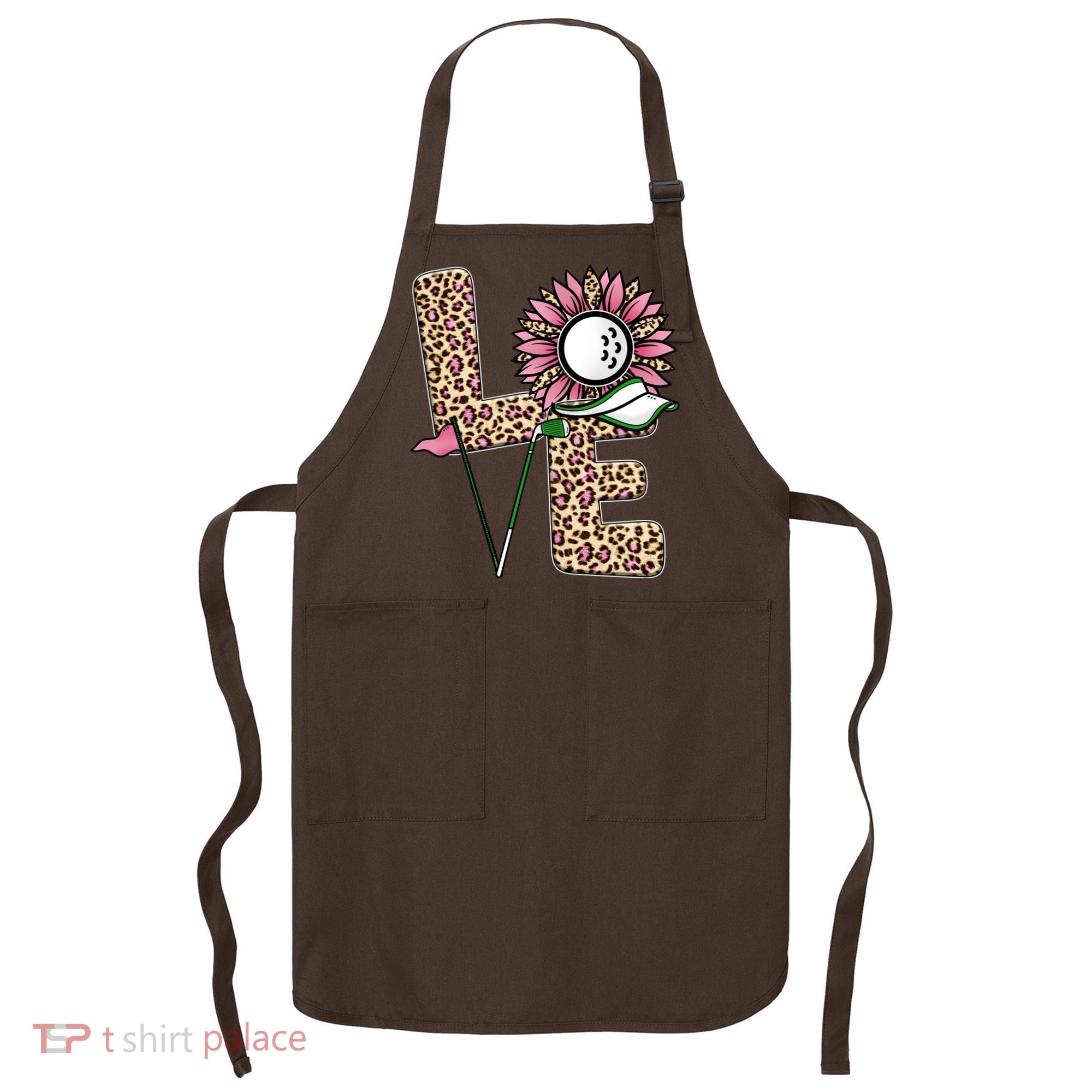 Golf T Shirts, Love Golf Leopard Sunflower Sports Ball Valentine Plus Size Apron