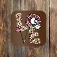 Golf T Shirts, Love Golf Leopard Sunflower Sports Ball Valentine Plus Size Coaster thumb 0