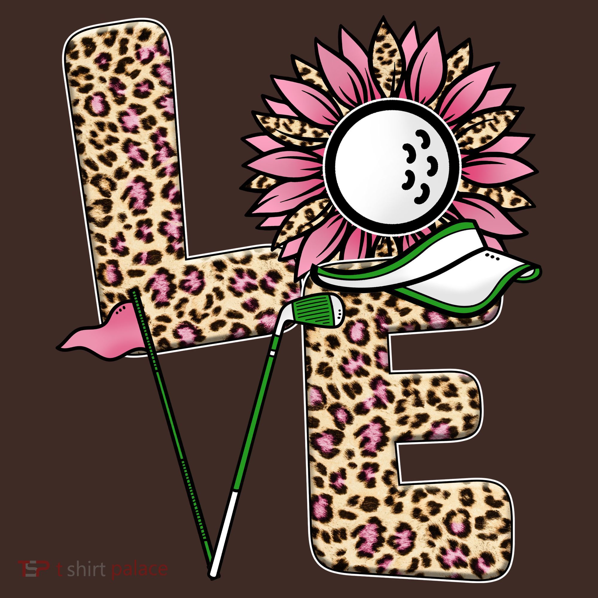 Golf T Shirts, Love Golf Leopard Sunflower Sports Ball Valentine Plus Size Mousepad
