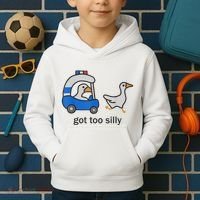 Got Too Silly Funny Goose Police Kids Hoodie thumb 2