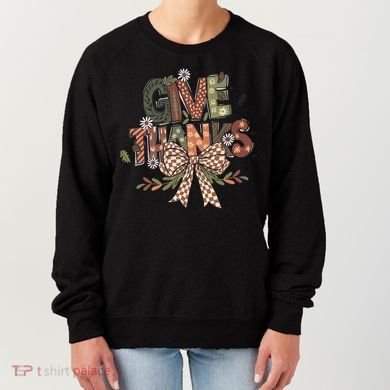 Give Thanks Thankful Coquette Thanksgiving Women's Sweatshirt