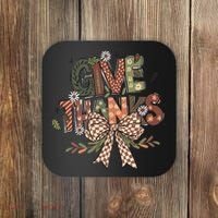 Give Thanks Thankful Coquette Thanksgiving Coaster thumb 0
