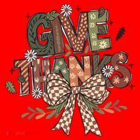 Give Thanks Thankful Coquette Thanksgiving Santa Hat thumb 1