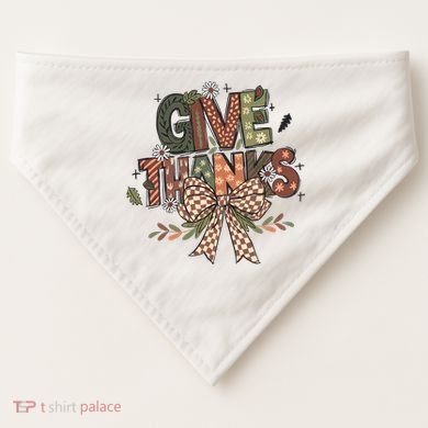 Give Thanks Thankful Coquette Thanksgiving USA-Made Doggie Bandana