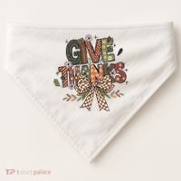 Give Thanks Thankful Coquette Thanksgiving USA-Made Doggie Bandana thumb 0