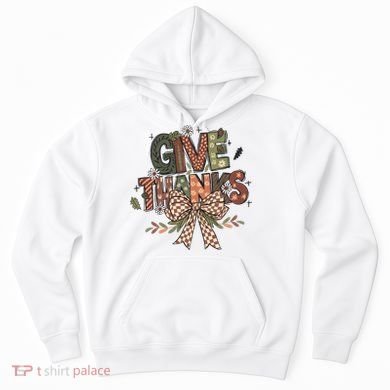 Give Thanks Thankful Coquette Thanksgiving Hoodie