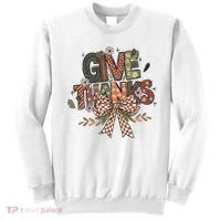 Give Thanks Thankful Coquette Thanksgiving Sweatshirt thumb 0