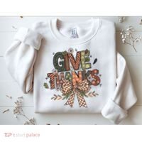 Give Thanks Thankful Coquette Thanksgiving Sweatshirt thumb 2