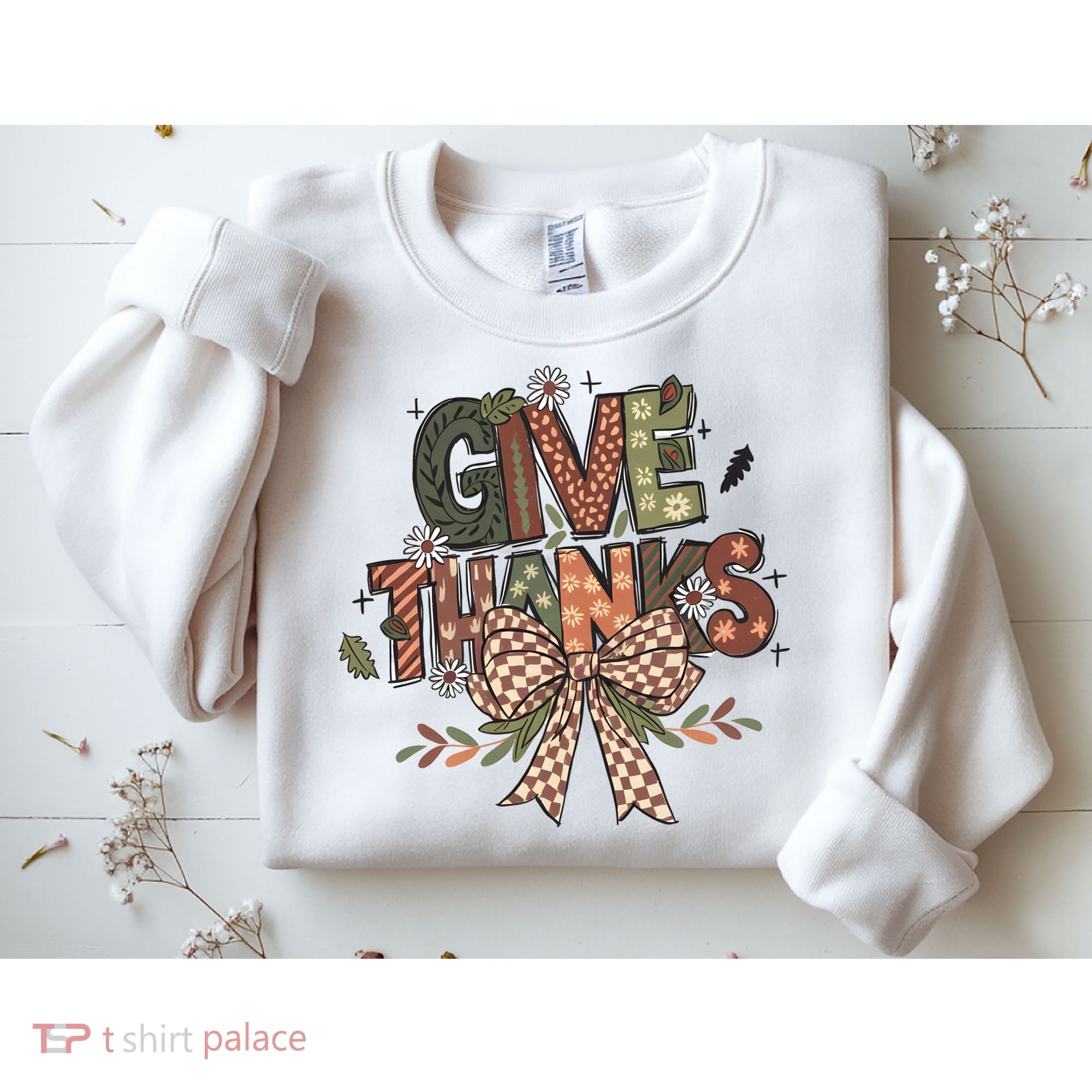 Give Thanks Thankful Coquette Thanksgiving Sweatshirt