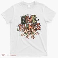 Give Thanks Thankful Coquette Thanksgiving T-Shirt thumb 0