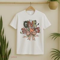 Give Thanks Thankful Coquette Thanksgiving T-Shirt thumb 2