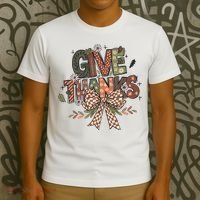 Give Thanks Thankful Coquette Thanksgiving T-Shirt thumb 3
