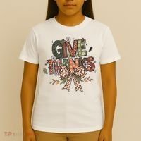 Give Thanks Thankful Coquette Thanksgiving T-Shirt thumb 4