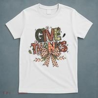 Give Thanks Thankful Coquette Thanksgiving T-Shirt thumb 5