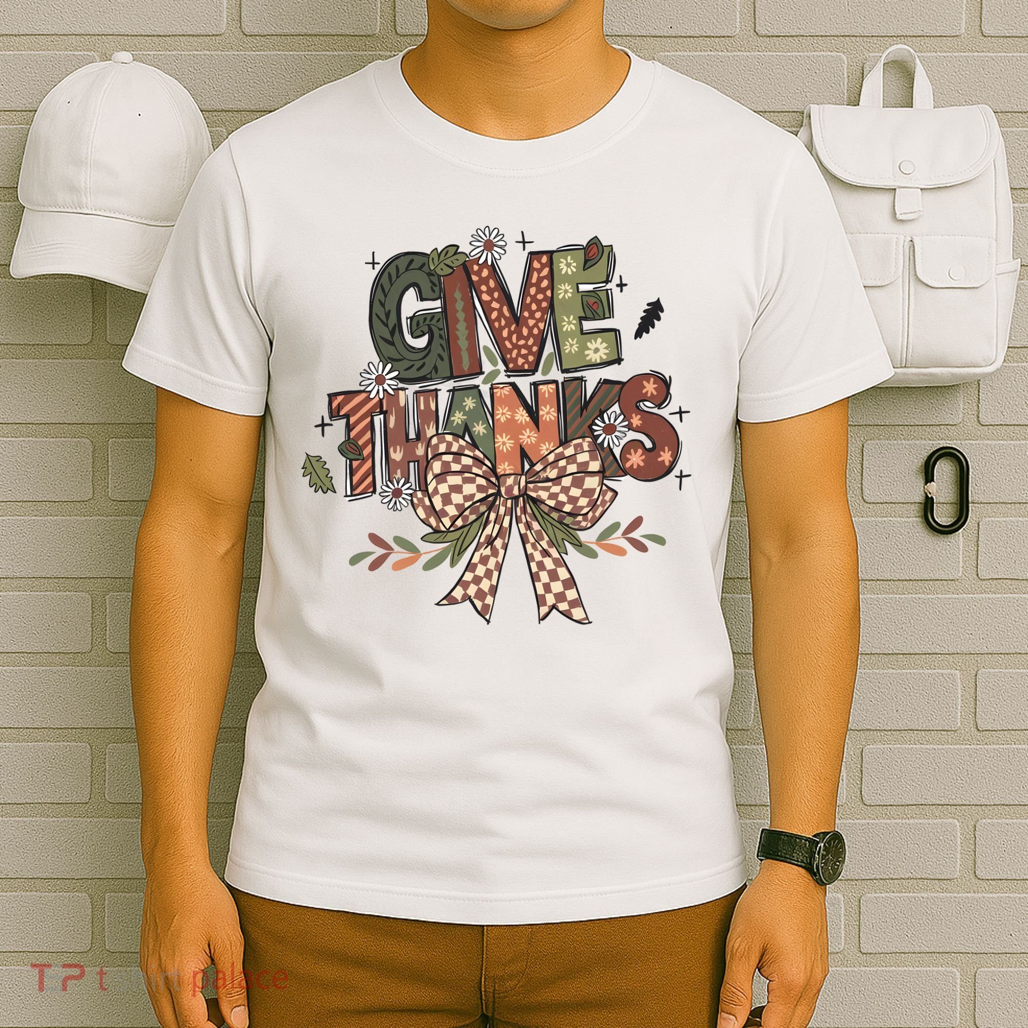 Give Thanks Thankful Coquette Thanksgiving T-Shirt