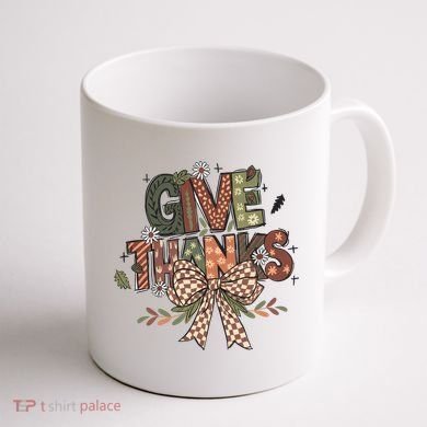Give Thanks Thankful Coquette Thanksgiving Coffee Mug back