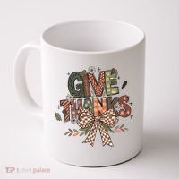 Give Thanks Thankful Coquette Thanksgiving Coffee Mug thumb 0