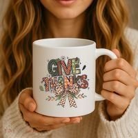 Give Thanks Thankful Coquette Thanksgiving Coffee Mug thumb 3