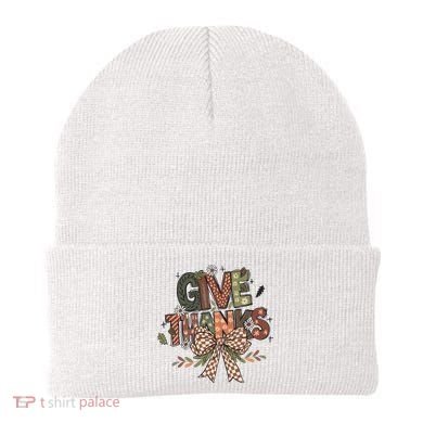 Give Thanks Thankful Coquette Thanksgiving Beanie