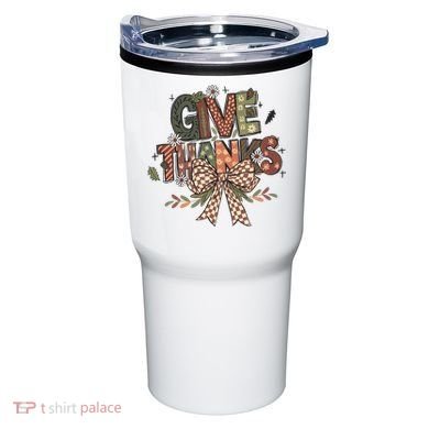Give Thanks Thankful Coquette Thanksgiving Tumbler