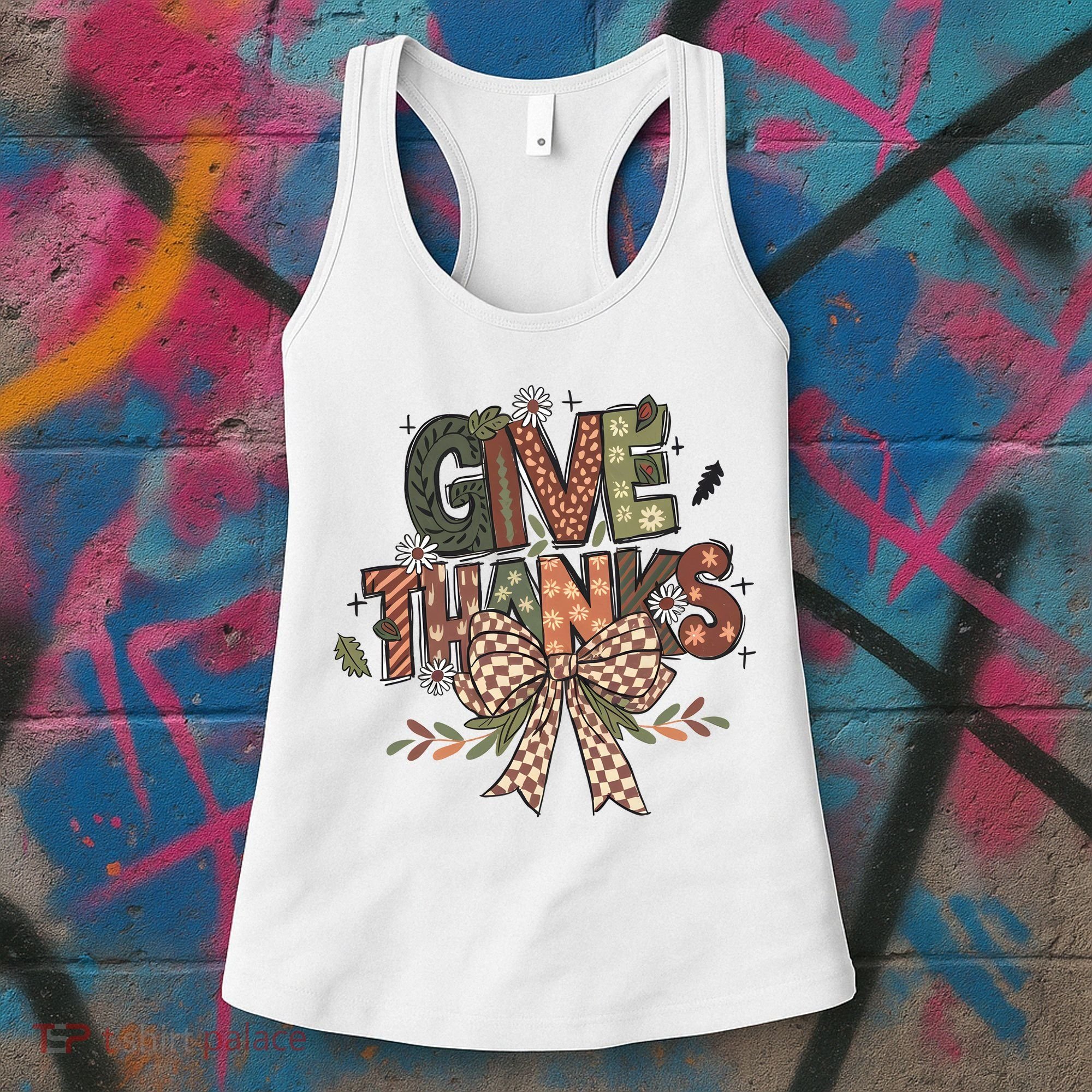 Give Thanks Thankful Coquette Thanksgiving Women's Tank Top