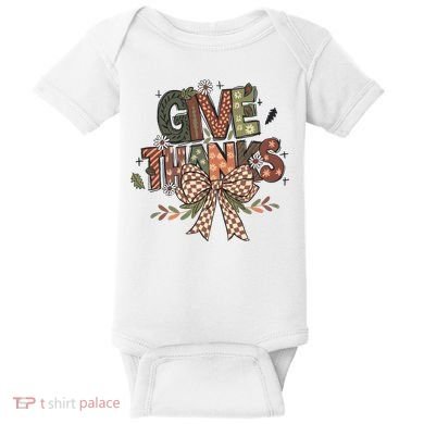 Give Thanks Thankful Coquette Thanksgiving Baby Bodysuit