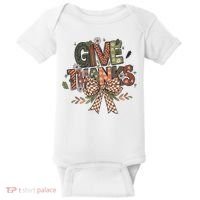 Give Thanks Thankful Coquette Thanksgiving Baby Bodysuit thumb 0