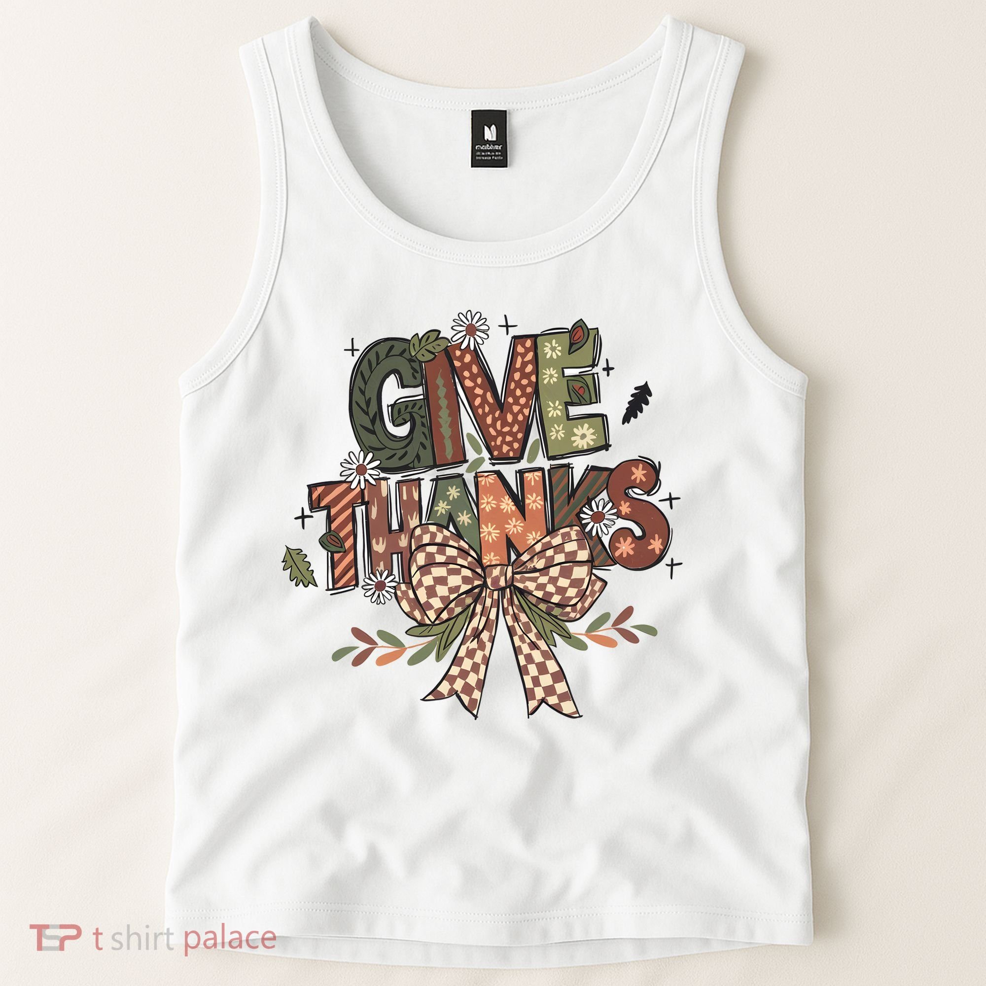 Give Thanks Thankful Coquette Thanksgiving Tank Top