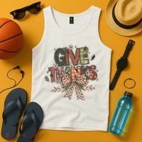 Give Thanks Thankful Coquette Thanksgiving Tank Top thumb 4