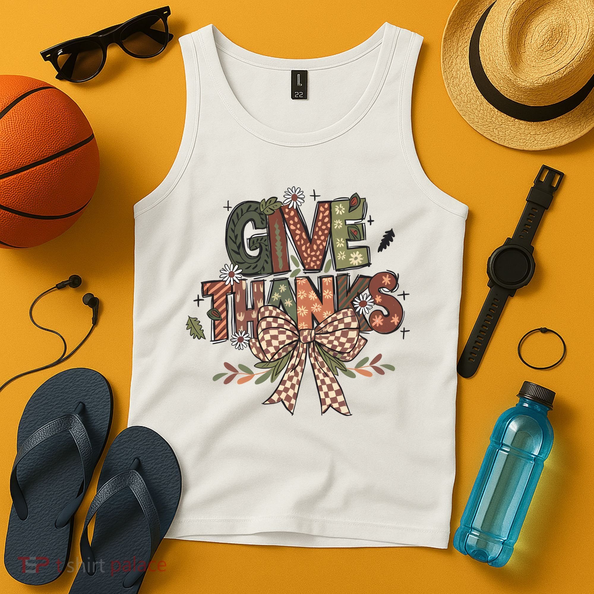 Give Thanks Thankful Coquette Thanksgiving Tank Top
