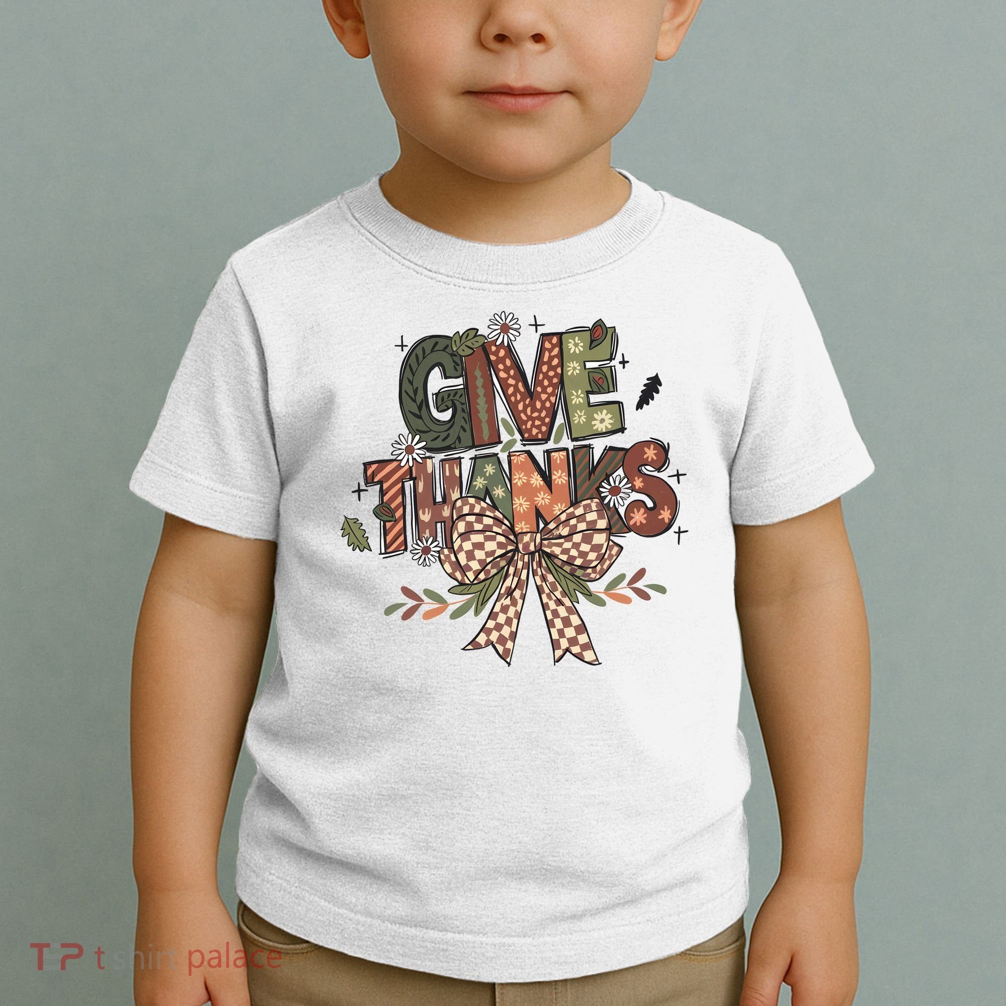 Give Thanks Thankful Coquette Thanksgiving Toddler T-Shirt