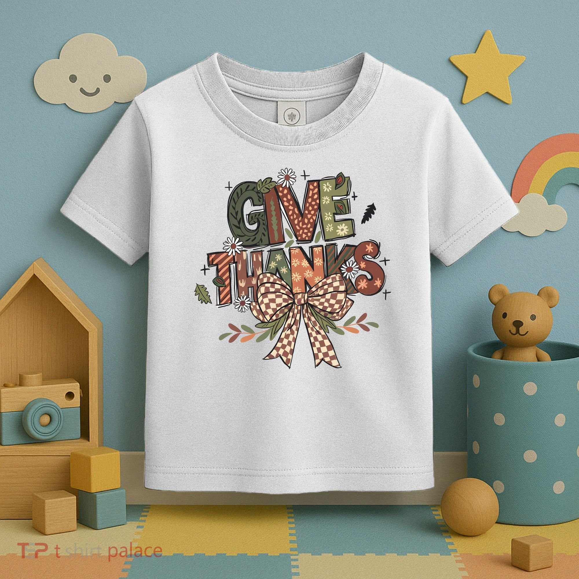 Give Thanks Thankful Coquette Thanksgiving Toddler T-Shirt