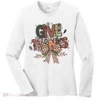 Give Thanks Thankful Coquette Thanksgiving Women's Long Sleeve Shirt thumb 0