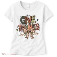 Give Thanks Thankful Coquette Thanksgiving Women's T-Shirt thumb 0