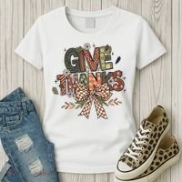 Give Thanks Thankful Coquette Thanksgiving Women's T-Shirt thumb 3