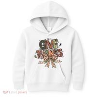 Give Thanks Thankful Coquette Thanksgiving Kids Hoodie thumb 0