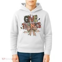 Give Thanks Thankful Coquette Thanksgiving Kids Hoodie thumb 4