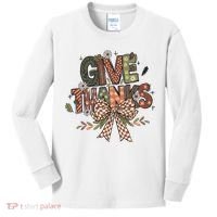 Give Thanks Thankful Coquette Thanksgiving Kids Long Sleeve Shirt thumb 0