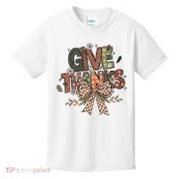 Give Thanks Thankful Coquette Thanksgiving Kids T-Shirt thumb 0
