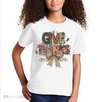 Give Thanks Thankful Coquette Thanksgiving Kids T-Shirt thumb 2