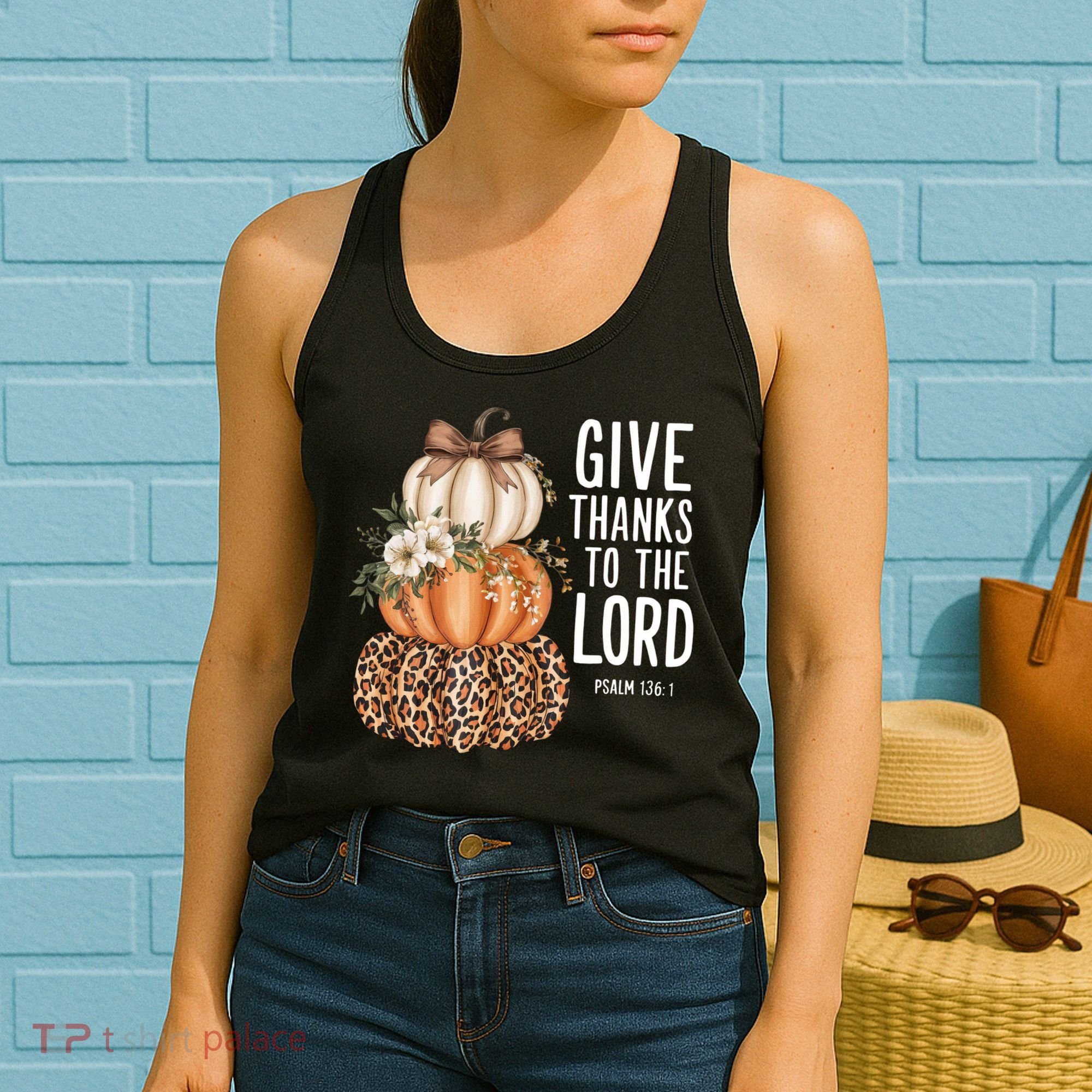 Give Thanks To The Lord Fall Autumn Christian Women's Tank Top