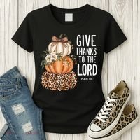 Give Thanks To The Lord Fall Autumn Christian Women's T-Shirt thumb 3