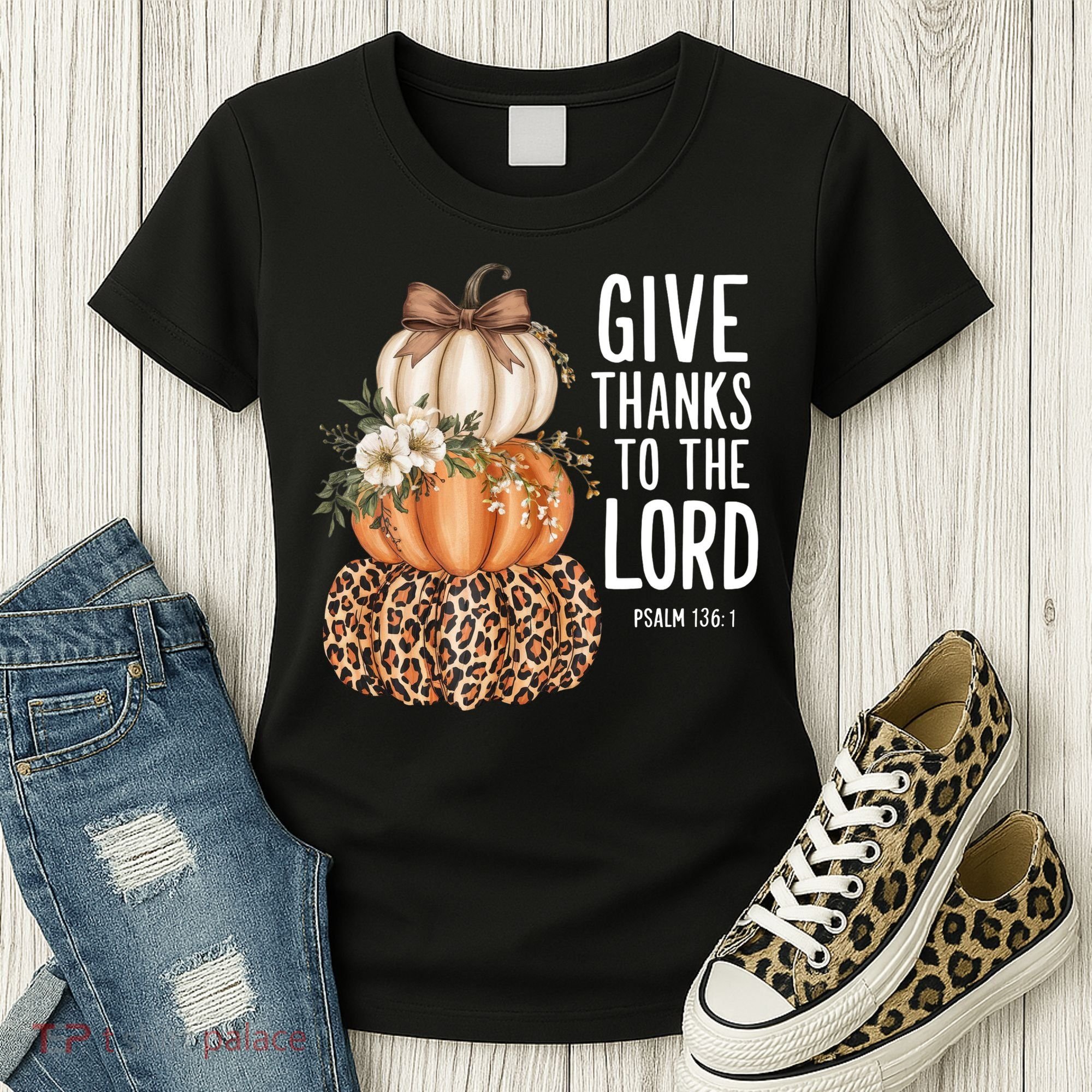 Give Thanks To The Lord Fall Autumn Christian Women's T-Shirt